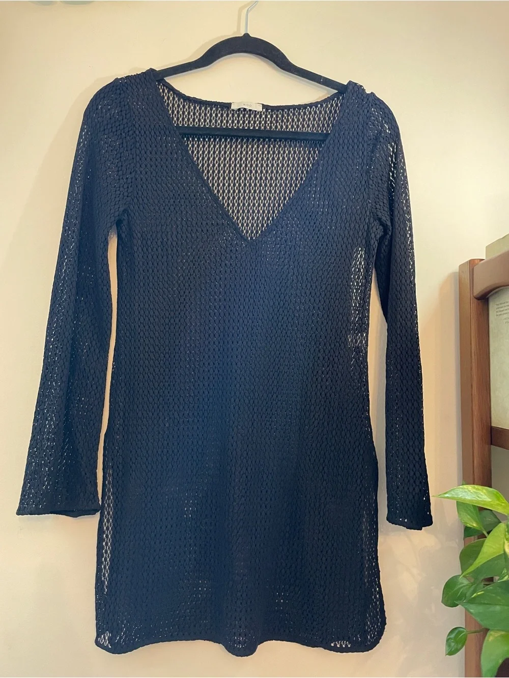 Noo Black Mesh Mini Dress Size 36 / Small